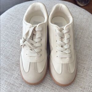 Cream Lace-Up Sneakers